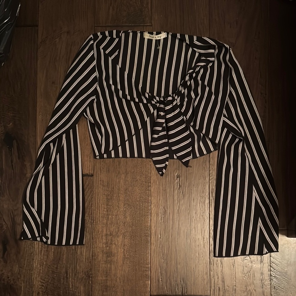 Black and White Striped Women's Top